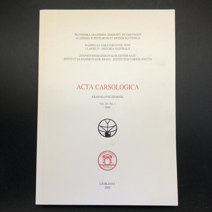 Acta Carsologica volume 29 #1, 2000 - Product Image