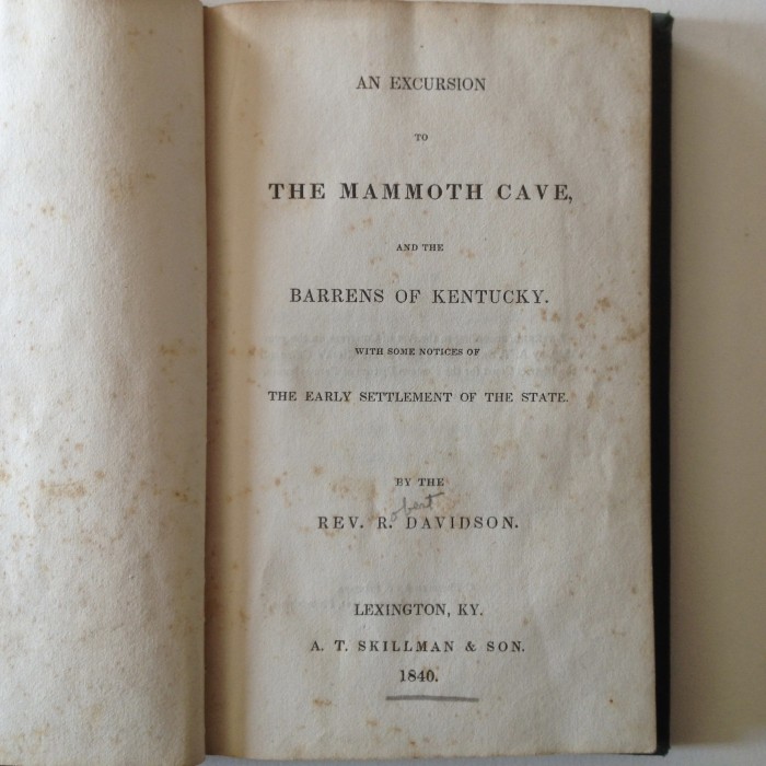 An Excursion to the Mammoth Cave and the Barrens of Kentucky - Product Image