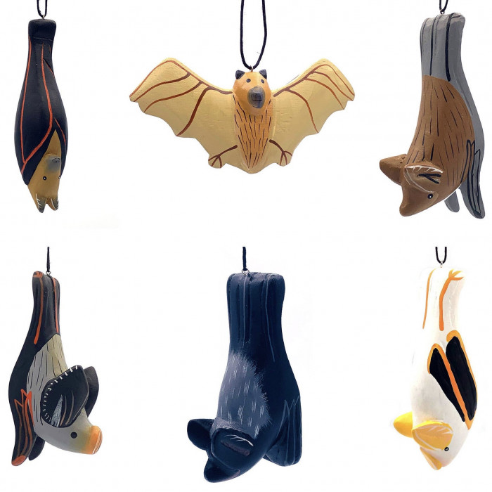 Balsa Wood Carved Bat Ornaments (Seven Styles) - Product Image