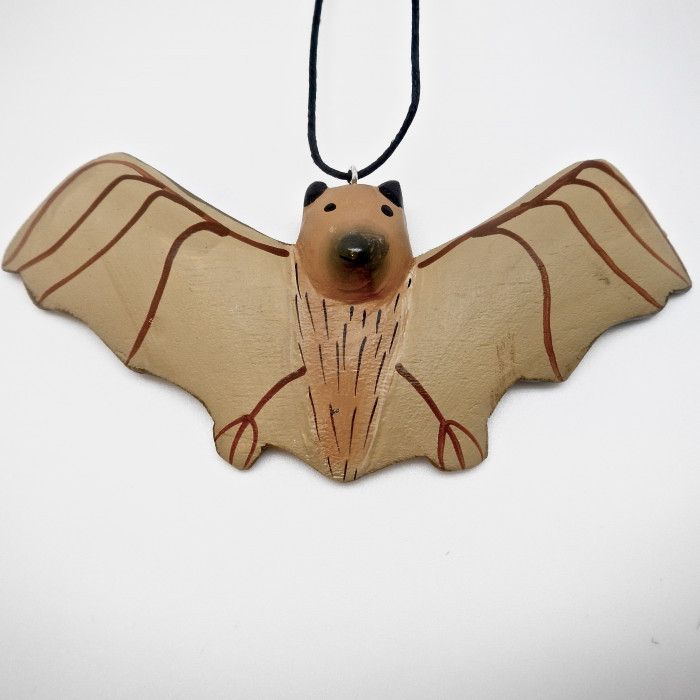 BalsaWoodCarvedFlyingBatOrnament