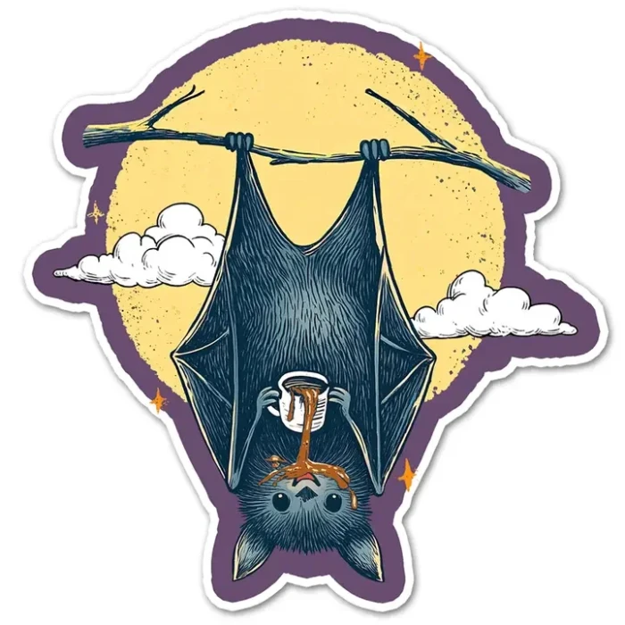 BatDrinkingCoffeeSticker