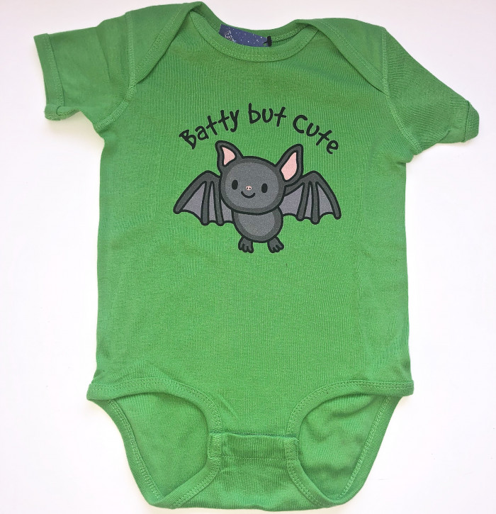 Batty But Cute Baby Bodysuit - Apple - Product Image