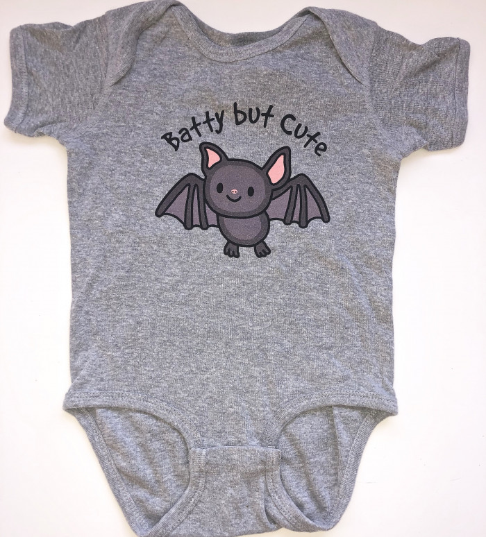 Batty But Cute Baby Bodysuit - Sport Grey - Product Image