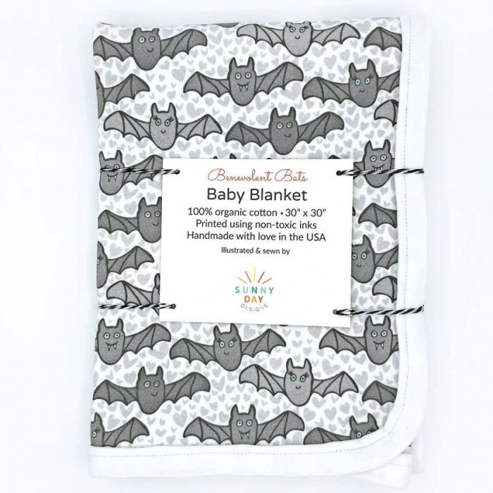 BenevolentBatsOrganicCottonBabyBlanket