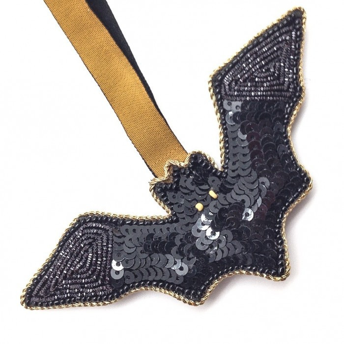 Black Bat Sequined Ornament - Product Image