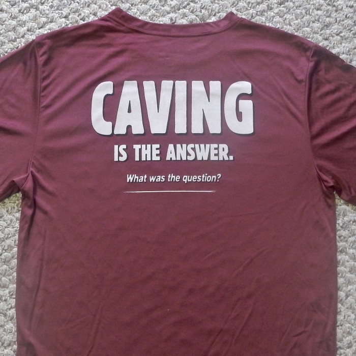 Caving Is The Answer Short Sleeve Performance Shirt (Back Design With Front logo)