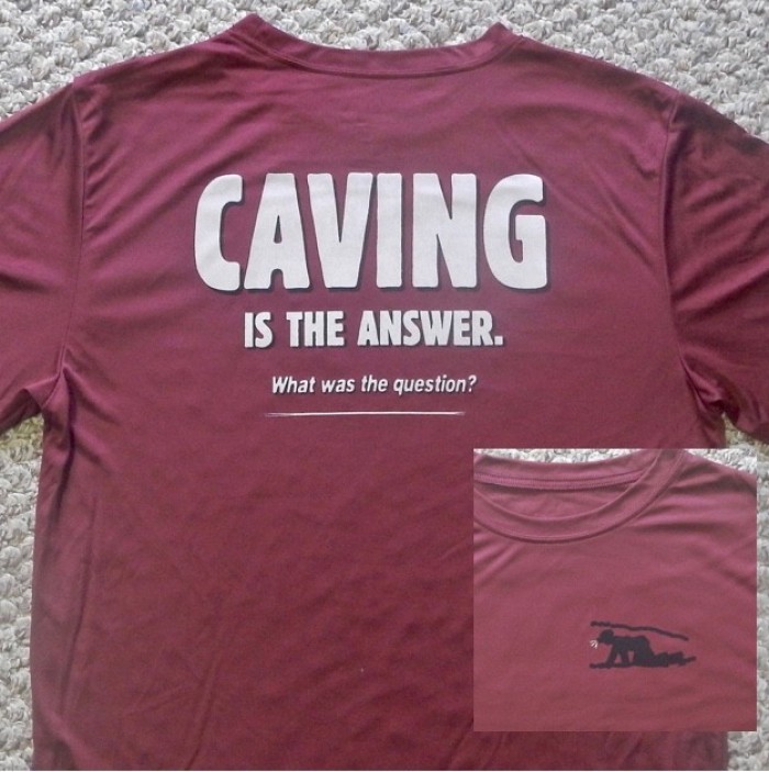 Caving Is The Answer Short Sleeve Performance Shirt (Back Design With Front logo)