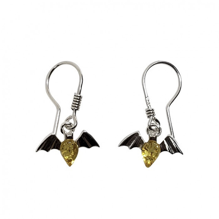 CitrineAmberSterlingSilverBatEarrings