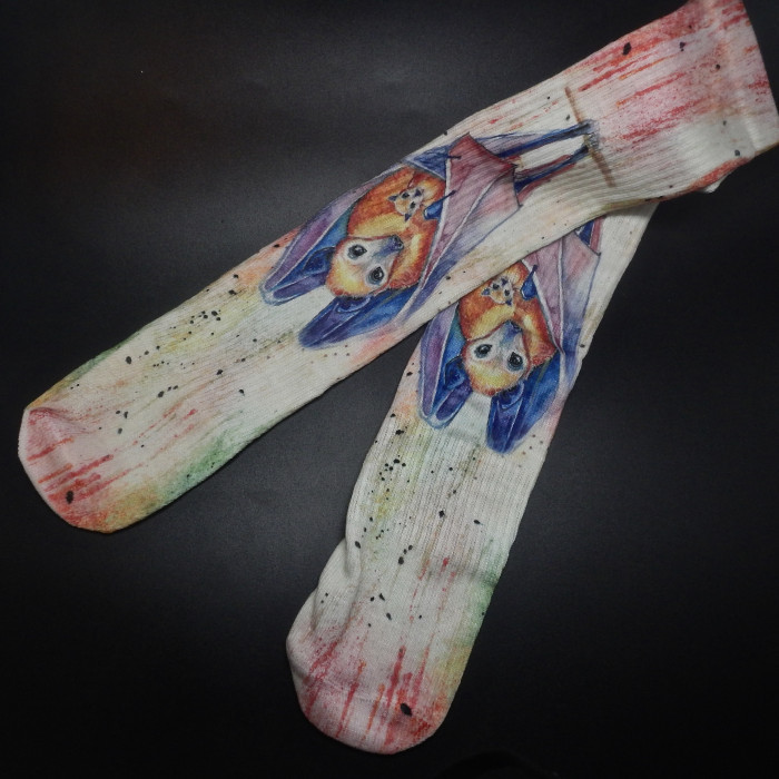 Color Splash Fruit Bat Socks - Product Image