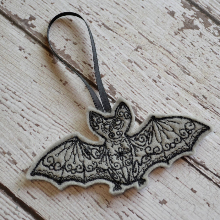 Embroidered Felt Bat Ornament (Two Colors Available) - Product Image