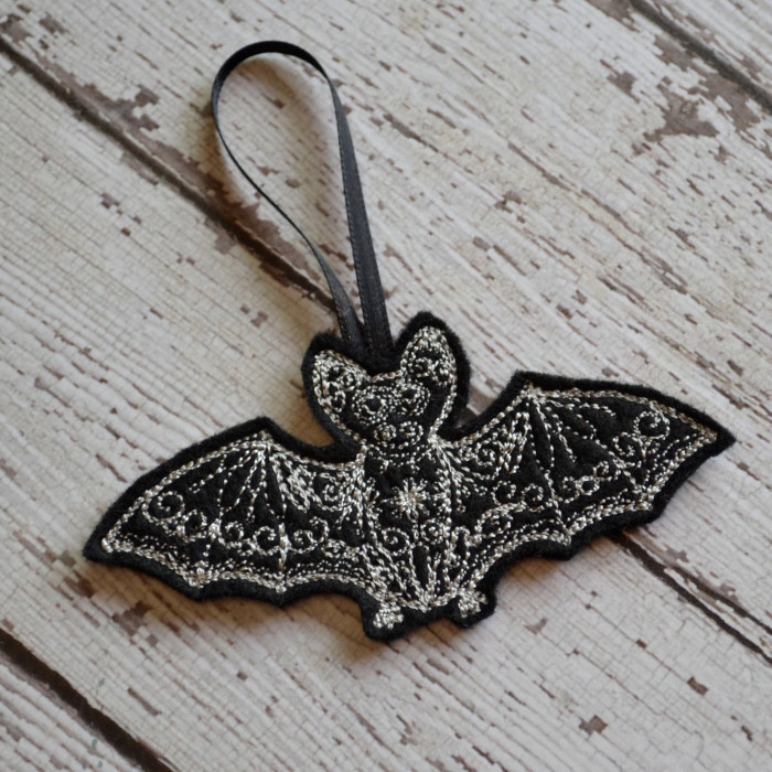 Embroidered Felt Bat Ornament (Two Colors Available)