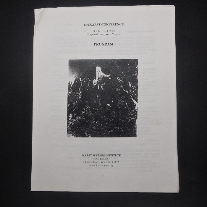 Epikarst Conference, Program, 2003 - Product Image