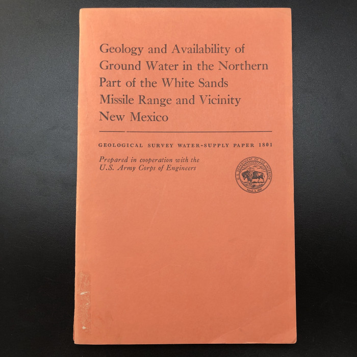 GeologyandAvailabilityofGroundWaterintheNorthernPartoftheWhiteSandsMissileRange
