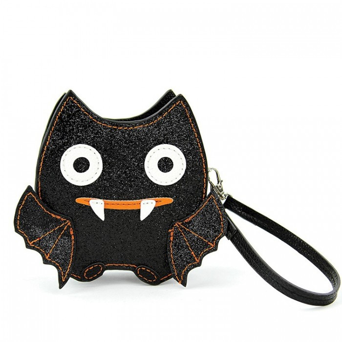 Glittery Bat Faux Leather Wristlet - Product Image