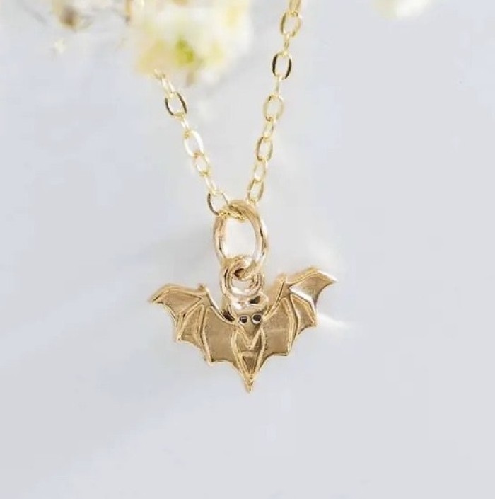 Gold Filled Bronze Mini Bat Necklace - Product Image