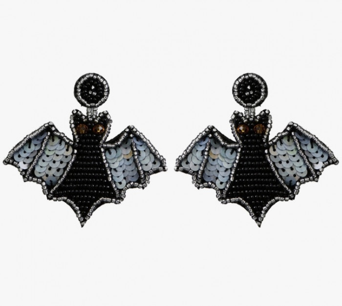 GreyBeadedBatEarrings