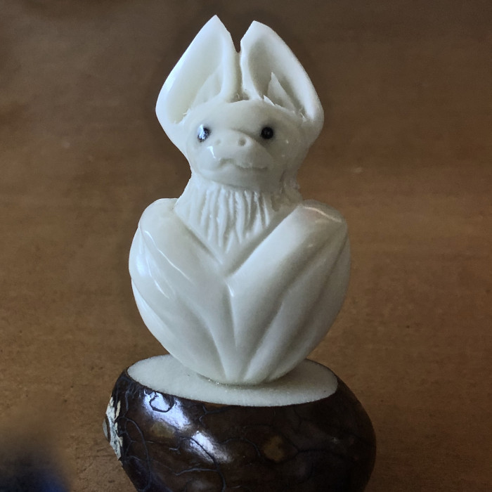 Hand Carved Tagua Bat Figure - Product Image