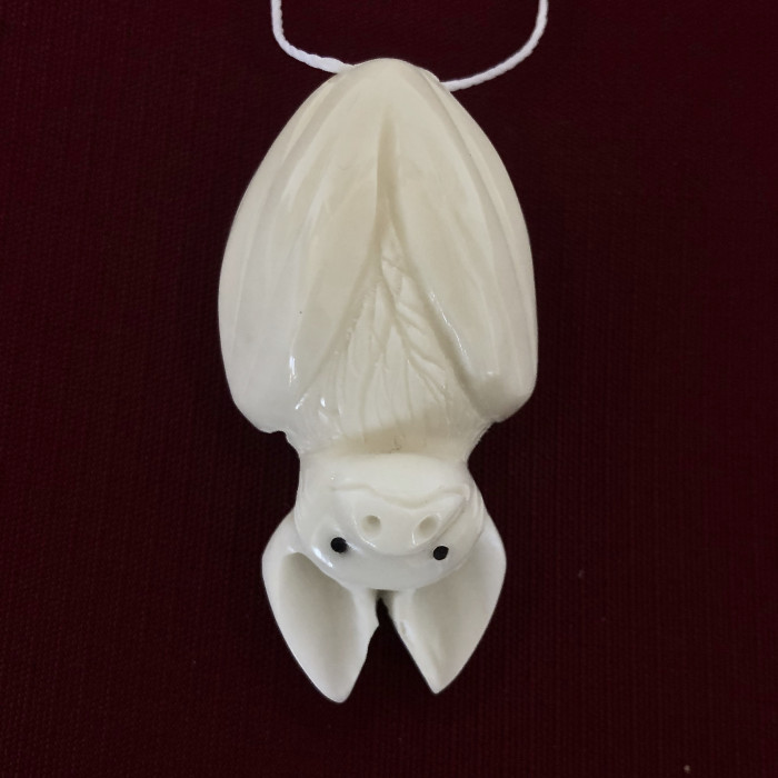 Hand Carved Tagua Bat Ornament - Product Image