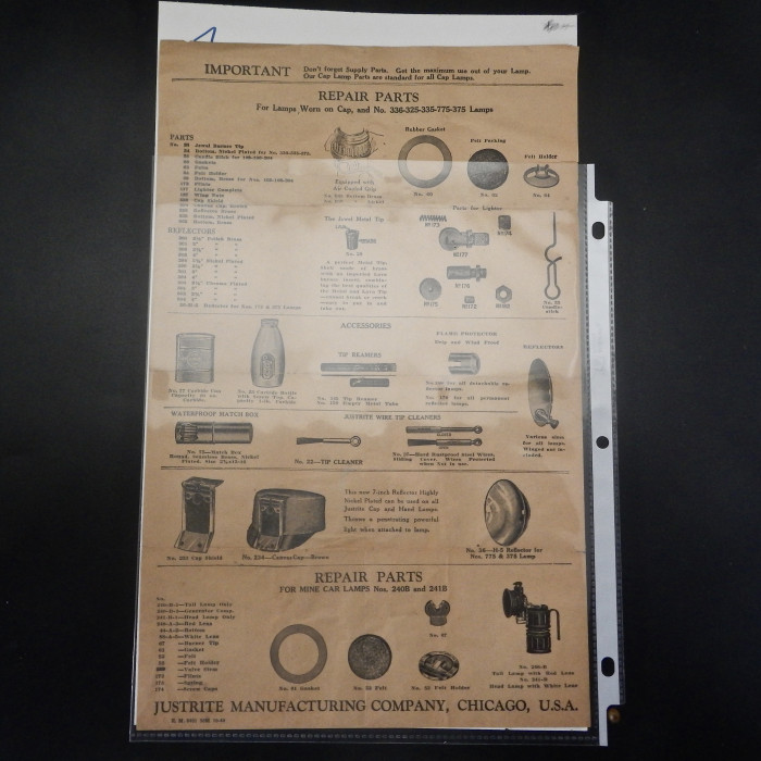 Justrite Manufacturing Company Repair parts sheet - Product Image