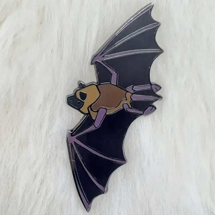 Little Brown Bat Enamel Art Deco Pin - Product Image