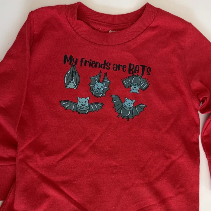 MyFriendsAreBatsInfantRedLongSleeveToddlerTees
