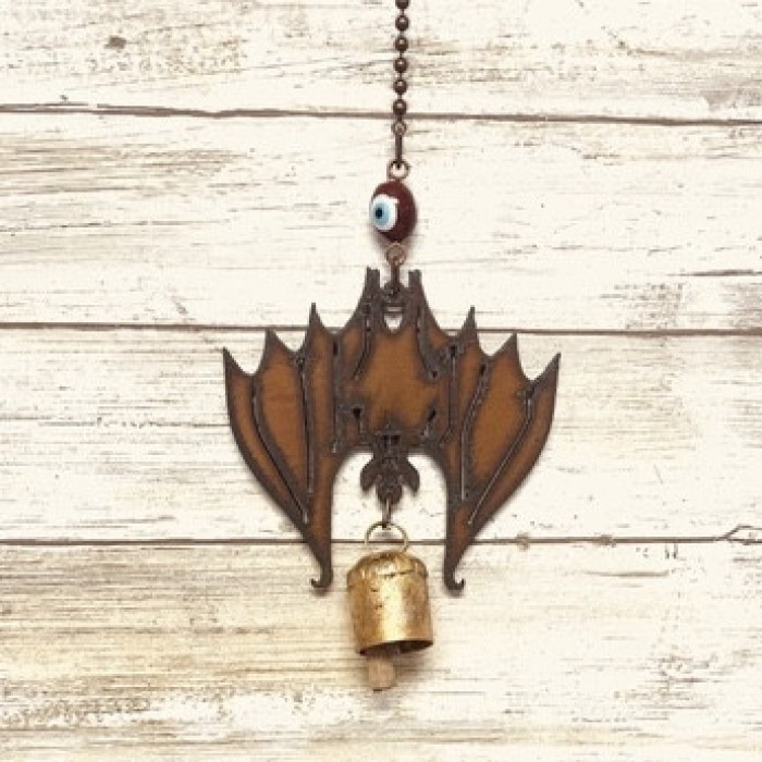 Rustic Metal Hanging Bat Garden Chime - Product Image