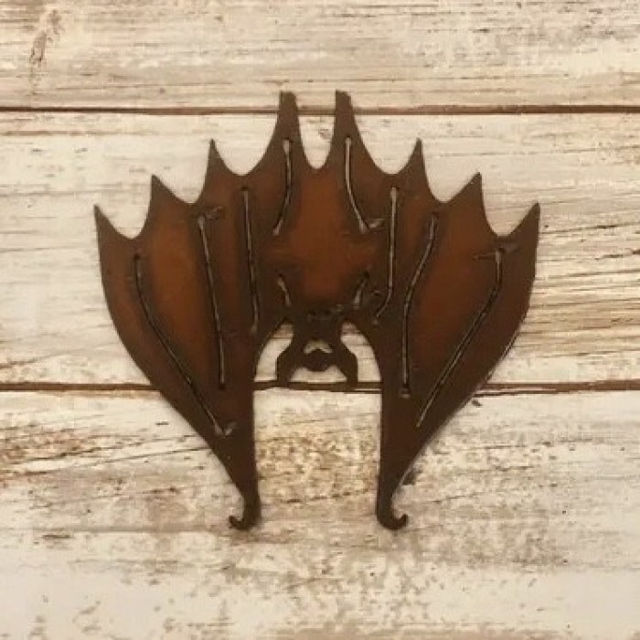 Rustic Metal Hanging Bat Magnet - Product Image