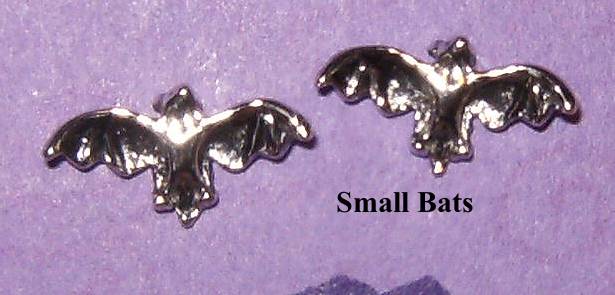 Silver or Gold Plate Bat Studs - Product Image