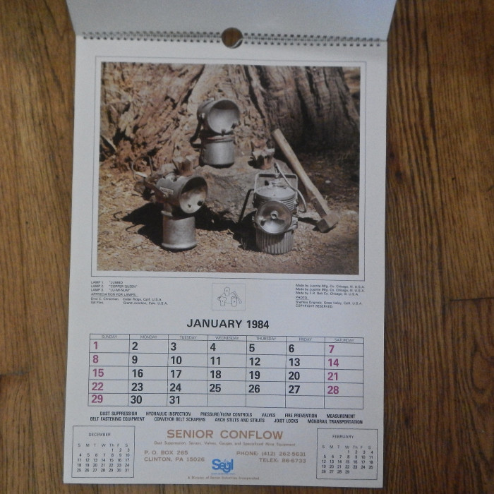 Senior Conflow Calendar Miners Lamp Collectors Series (#3-6, 1985-1987) sold individually