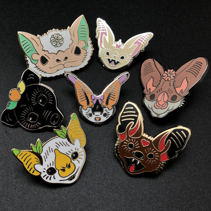 "Sky Puppies" Enamel Clutch Back Bat Pins (Sold Individually) - Product Image