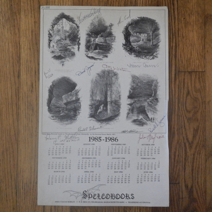 Speleobooks single sheet calendar 1985-1986 - Product Image