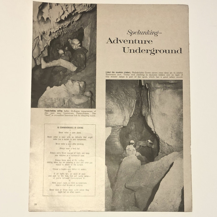 Spelunking - Adventure Underground 1960s magazine single page - Product Image