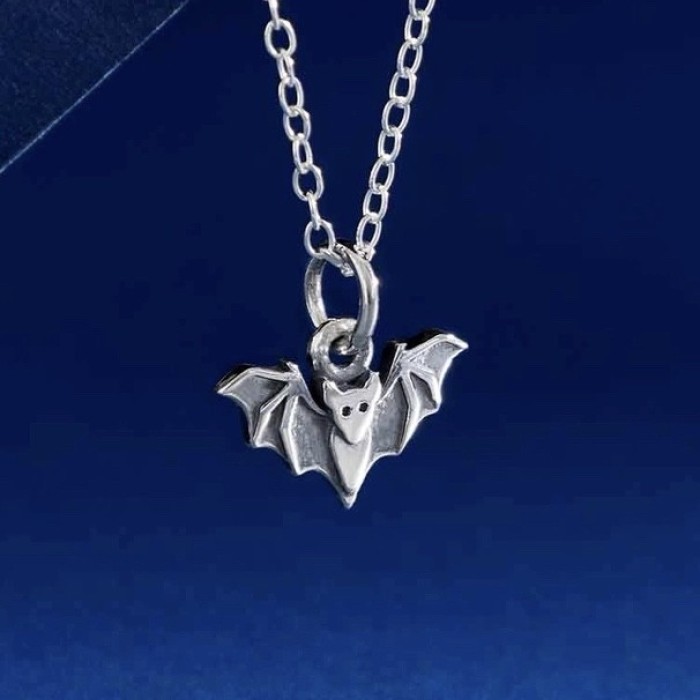 Sterling Silver Mini Bat Necklace - Product Image