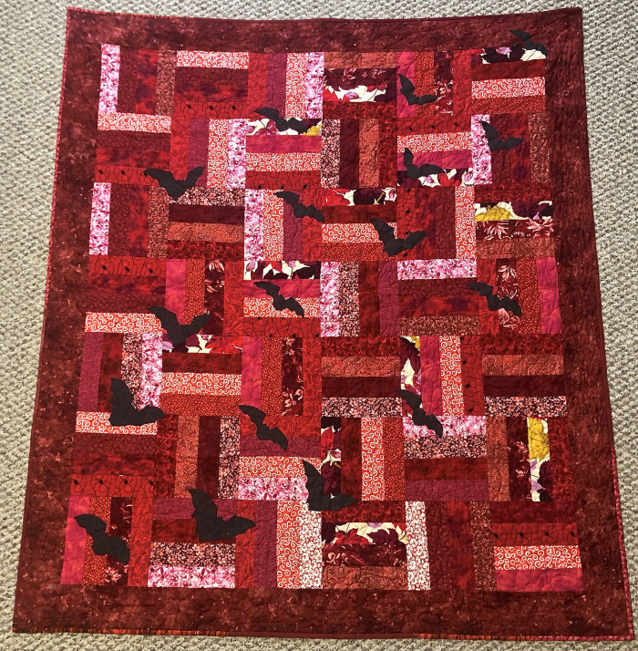 Twilight Emergence Bat Quilt 54 x 63. SOLD - Product Image