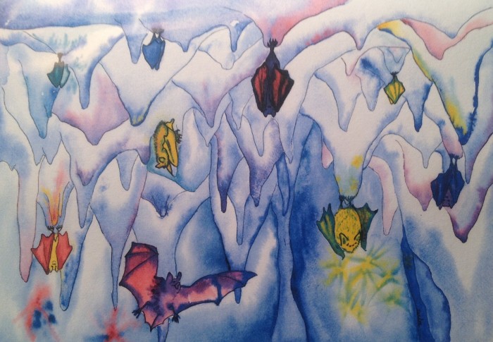 Watercolor Cave Bats Card - Product Image
