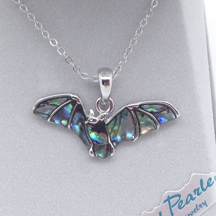 Wild Pearl (Abalone) Flying Bat Earrings and Pendant
